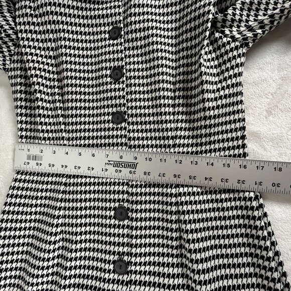 Eber San Francisco Womens Houndstooth Button Front Bodycon Dress Size 11 Career - Picture 7 of 8